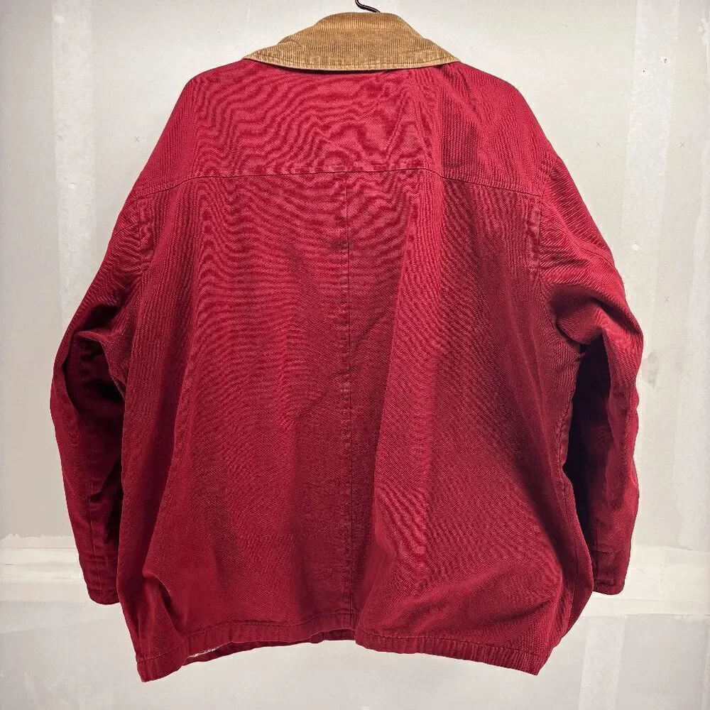 American‎ Eagle Jacket Mens XL Red Chore Barn Coat Flannel Lined Corduroy Collar